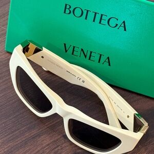 Bottega Veneta Cream Sunglasses with Gold Accents